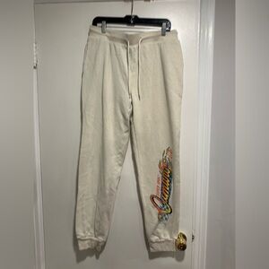 GM Camaro Super Sport ‘66 Sz:L Womens Tan Spellout Graphic fleece Sweatpants